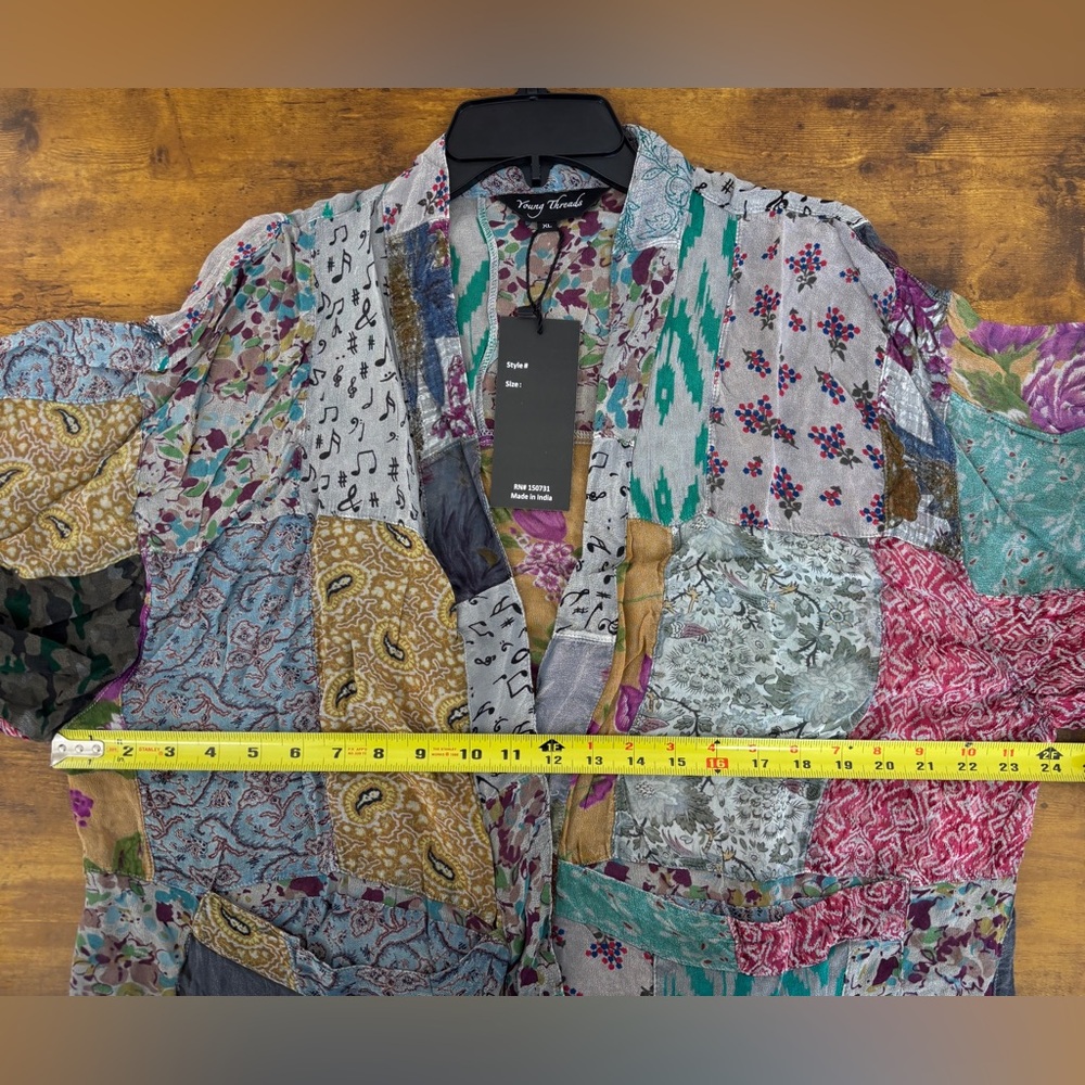 Young Threads Boho Patchwork Kimono Cardigan NWT … - image 6